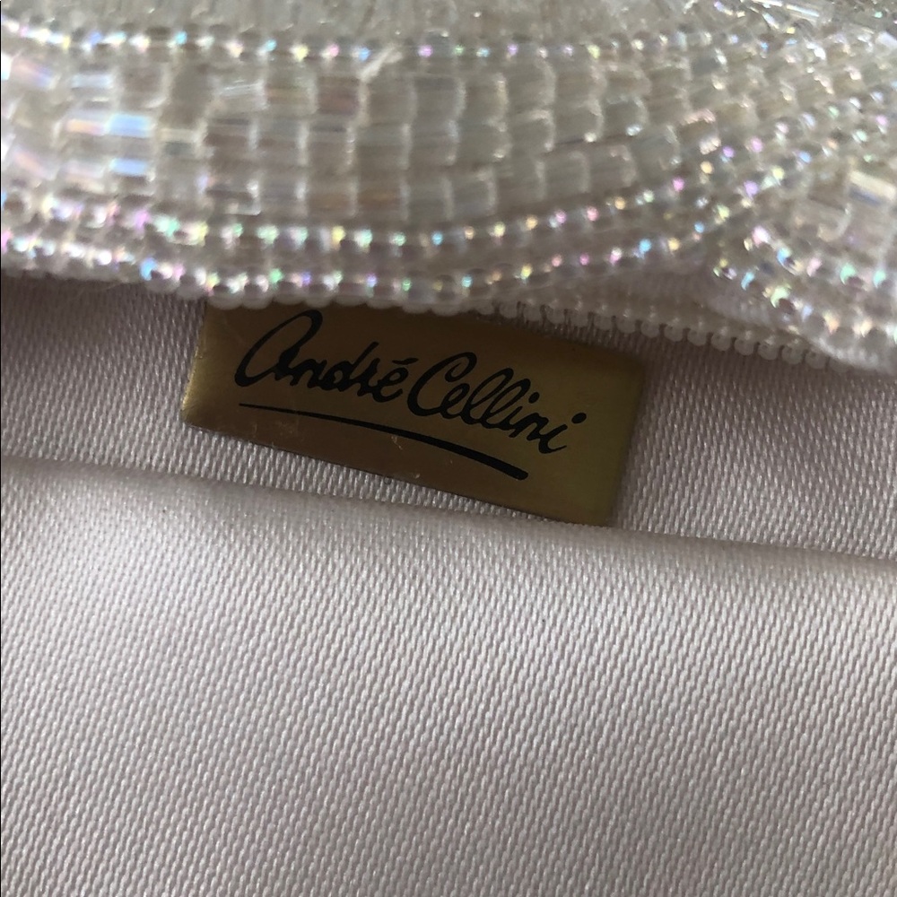 Woman’s rare elegant White Beaded Evening Clutch with Braided Strap - Picture 6 of 9